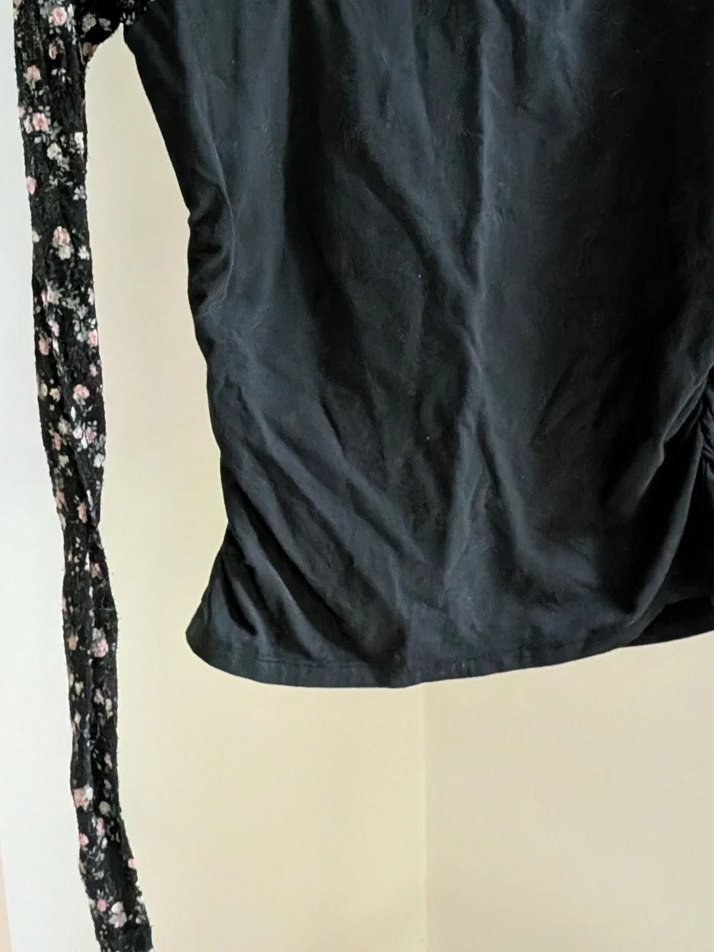 Free People Josie Floral Square Neckline Lace Long-Sleeve Top In Black - M